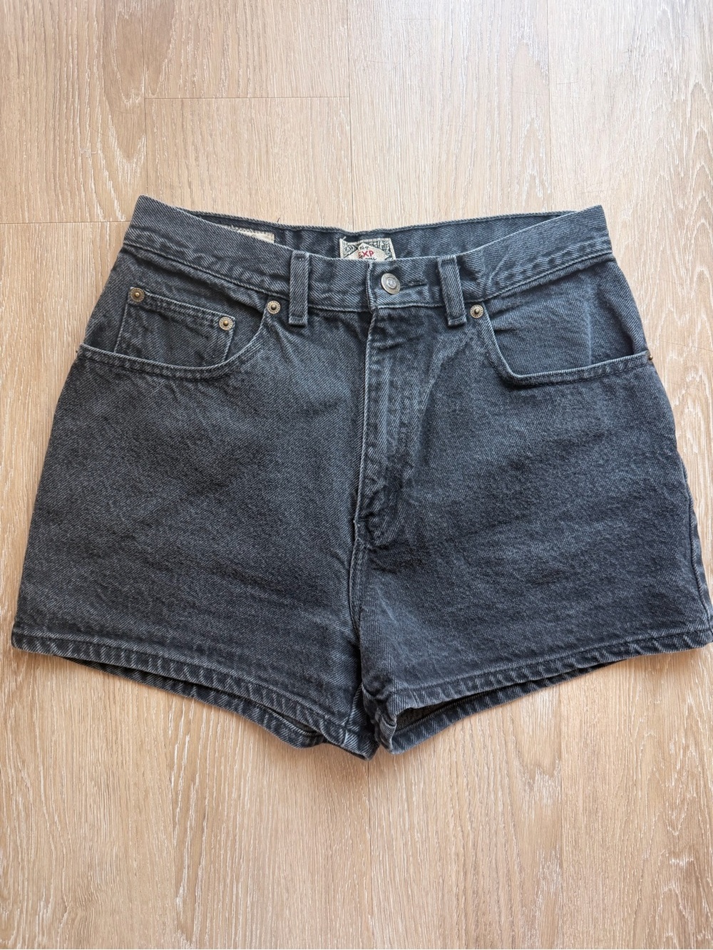Vintage Express Women's High-Rise Washed Black Denim Shorts